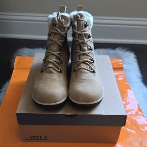 Nwt! JBU Poland Faux Fur Limed  Waterproof Boot In Tan